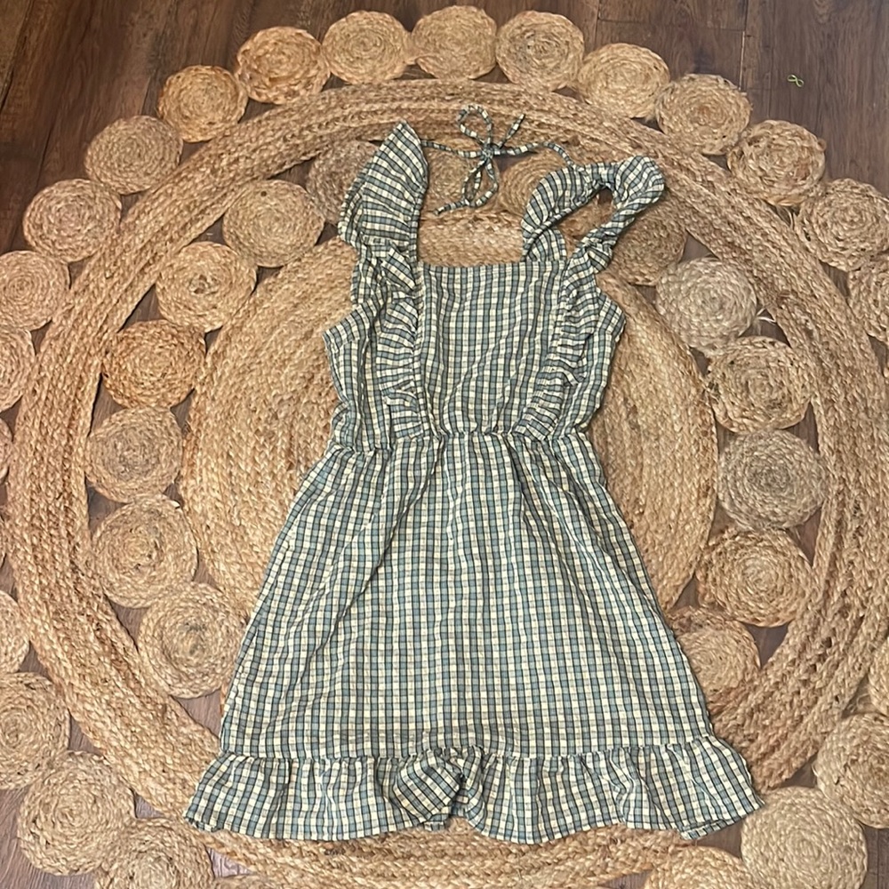 Green and yellow cottage core dress